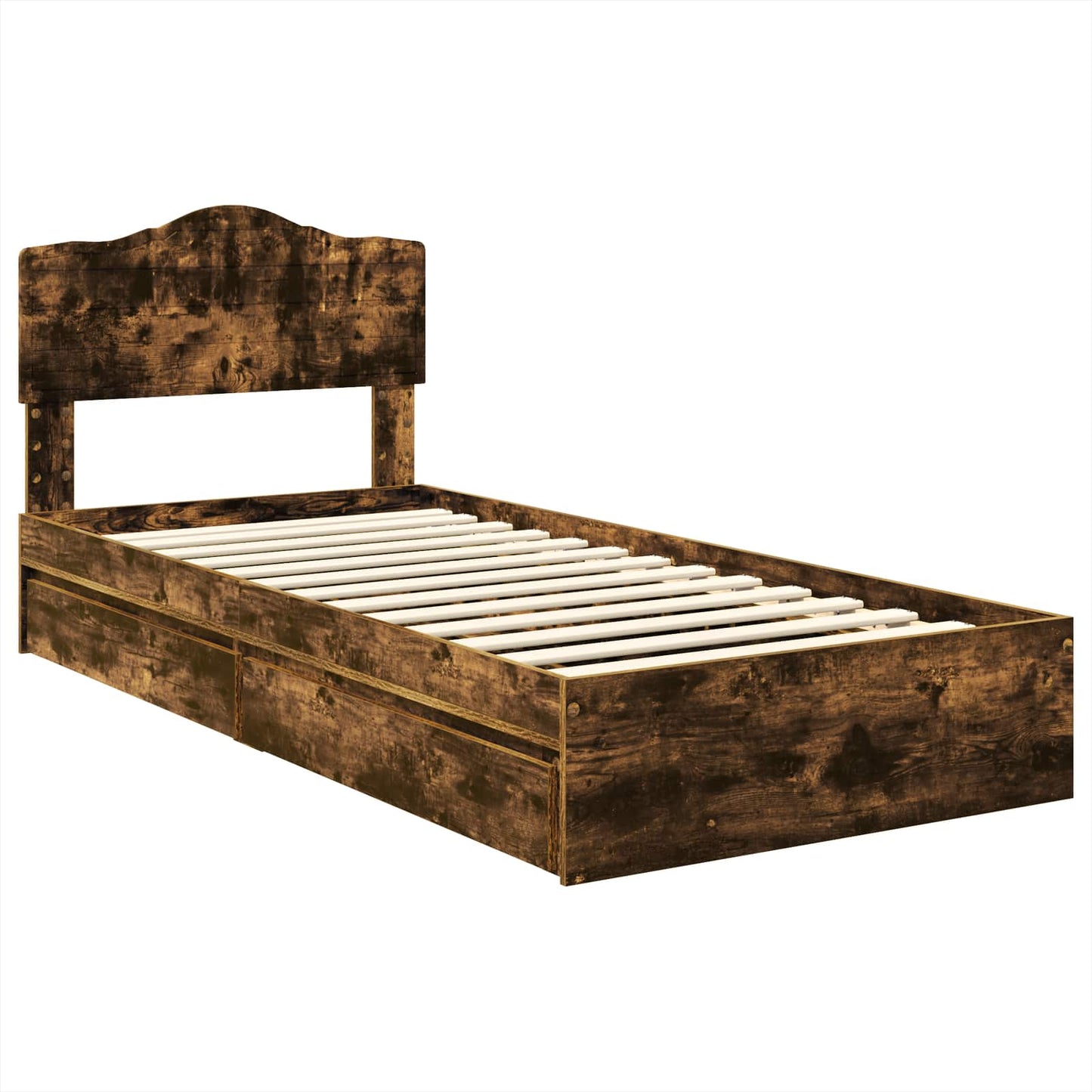 Storage Bed with Drawer Smoked Oak 70 x 190 cm Engineered Wood