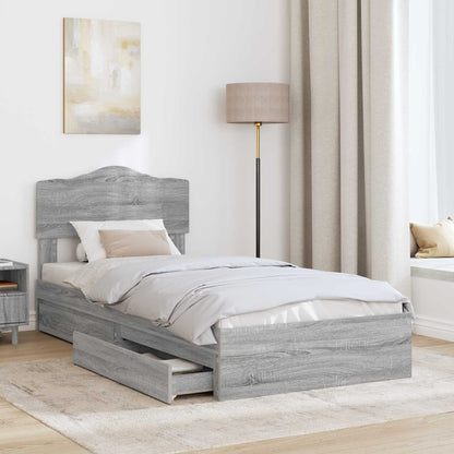 Storage Bed with Drawer Grey Sonoma 70 x 190 cm Engineered Wood