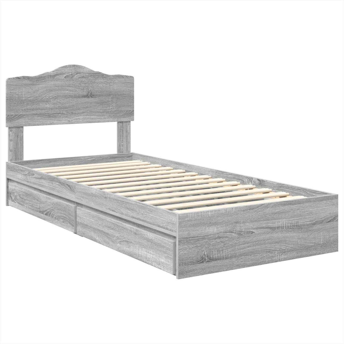 Storage Bed with Drawer Grey Sonoma 70 x 190 cm Engineered Wood