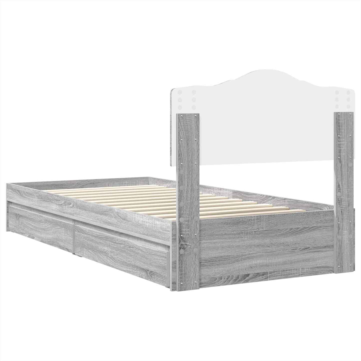 Storage Bed with Drawer Grey Sonoma 70 x 190 cm Engineered Wood