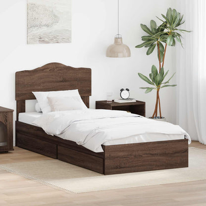 Storage Bed with Drawer Brown Oak 70 x 190 cm Engineered Wood