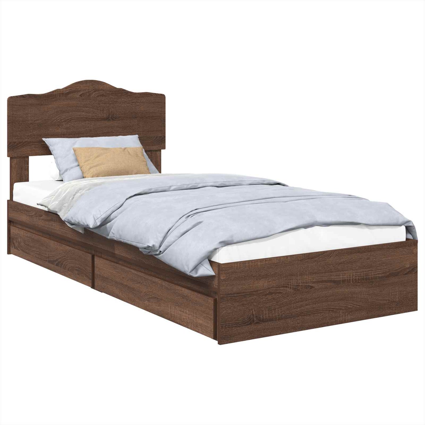 Storage Bed with Drawer Brown Oak 70 x 190 cm Engineered Wood