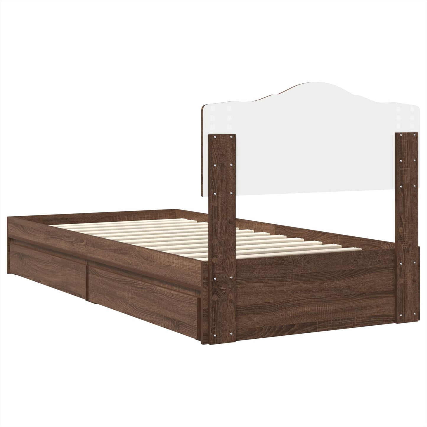 Storage Bed with Drawer Brown Oak 70 x 190 cm Engineered Wood