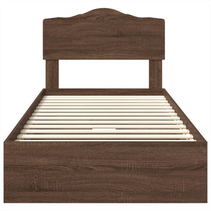 Storage Bed with Drawer Brown Oak 70 x 190 cm Engineered Wood