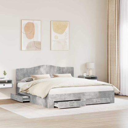 Bed Frame Concrete Grey 200 x 200 cm Engineered Wood