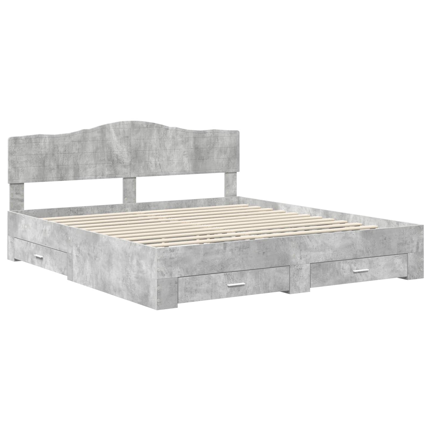 Bed Frame Concrete Grey 200 x 200 cm Engineered Wood