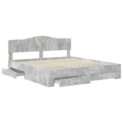 Bed Frame Concrete Grey 200 x 200 cm Engineered Wood