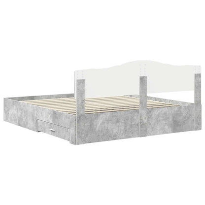 Bed Frame Concrete Grey 200 x 200 cm Engineered Wood
