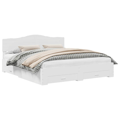 Bed Frame with Headboard White 180 x 200 cm Engineered Wood