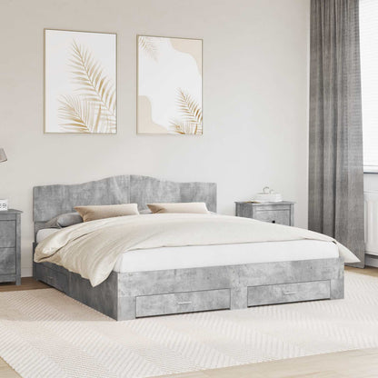 Bed Frame Concrete Grey 180 x 200 cm Engineered Wood