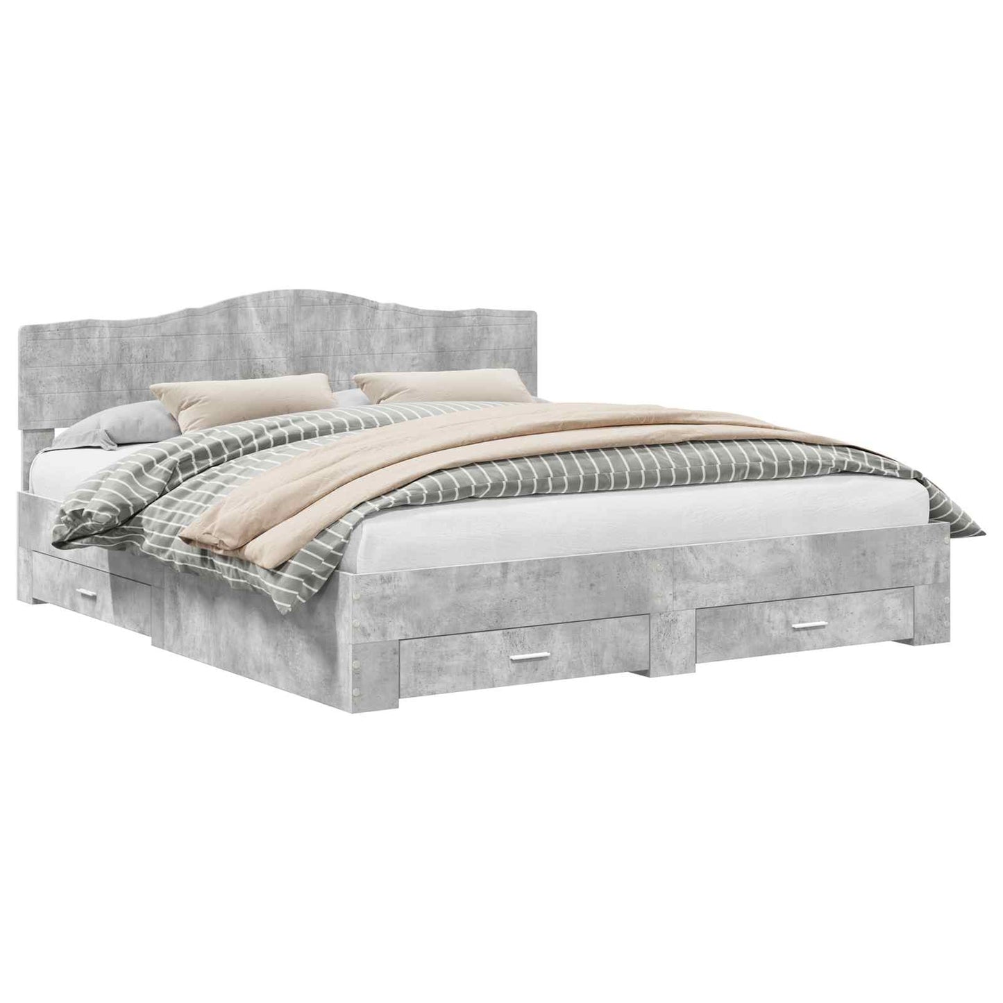 Bed Frame Concrete Grey 180 x 200 cm Engineered Wood