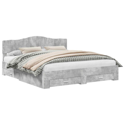 Bed Frame Concrete Grey 180 x 200 cm Engineered Wood