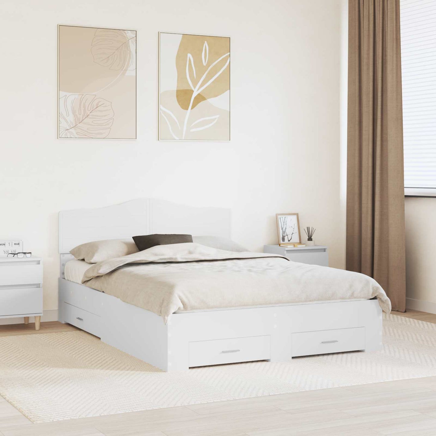 Bed Frame with Headboard White 160 x 200 cm Engineered Wood