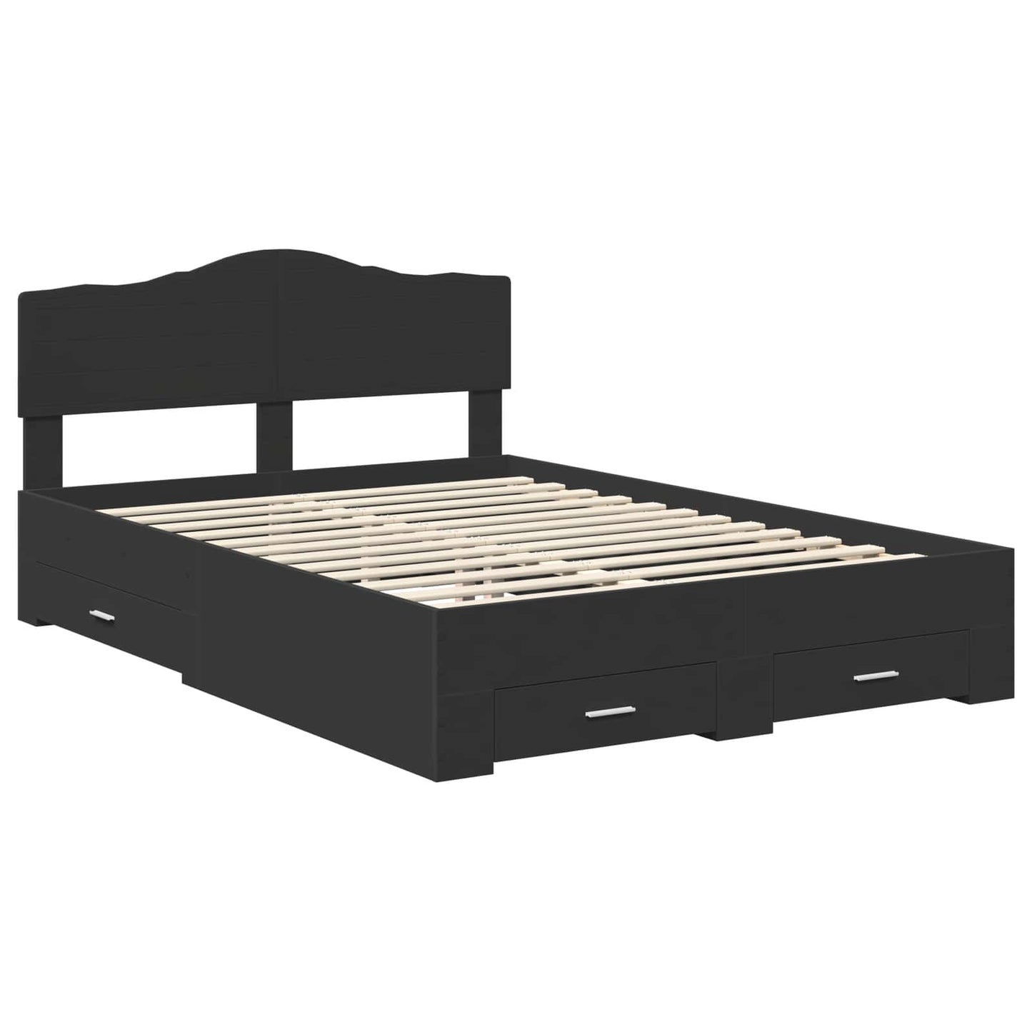 Bed Frame with Headboard Black 160 x 200 cm Engineered Wood