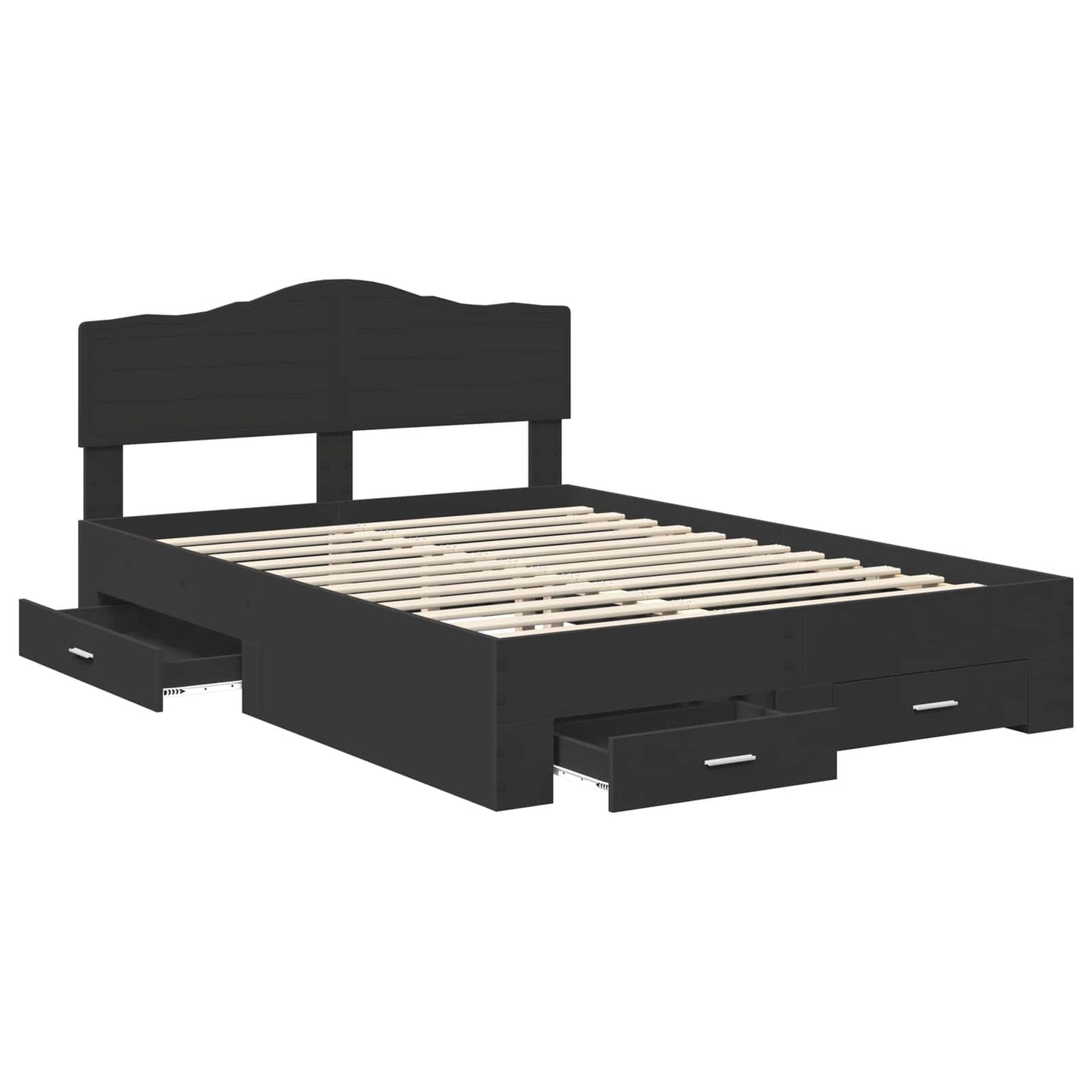 Bed Frame with Headboard Black 160 x 200 cm Engineered Wood