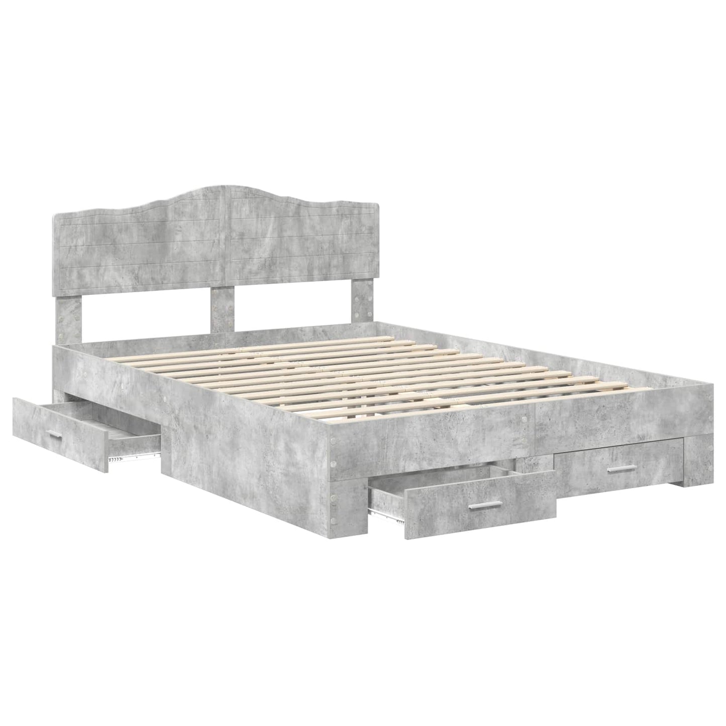 Bed Frame Concrete Grey 160 x 200 cm Engineered Wood