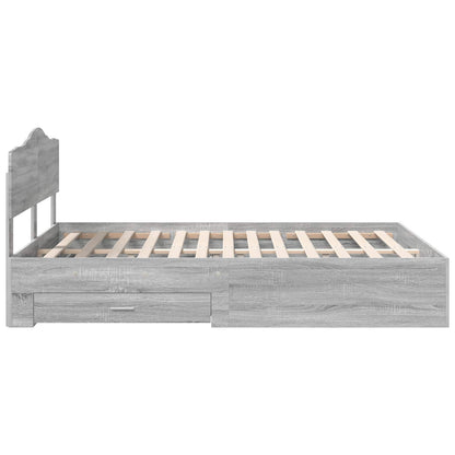 Bed Frame with Drawer Grey Sonoma 160 x 200 cm Engineered Wood