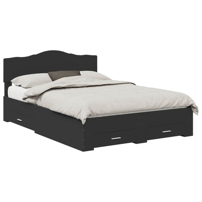 Bed Frame with Headboard Black 150 x 200 cm Engineered Wood