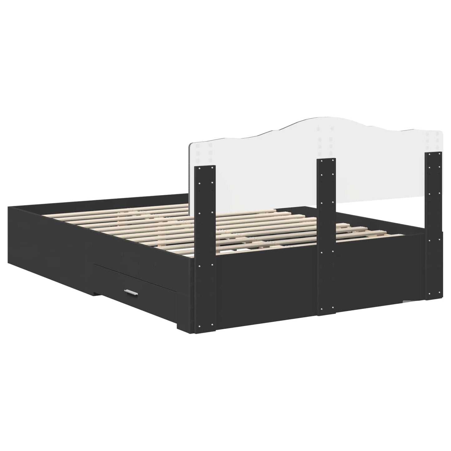 Bed Frame with Headboard Black 150 x 200 cm Engineered Wood