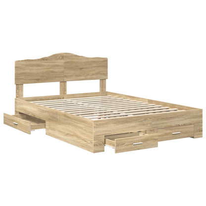 Bed Frame with Drawer Sonoma Oak 150 x 200 cm Engineered Wood