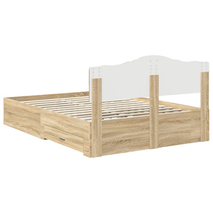 Bed Frame with Drawer Sonoma Oak 150 x 200 cm Engineered Wood