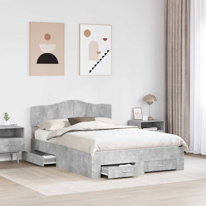 Bed Frame Concrete Grey 150 x 200 cm Engineered Wood
