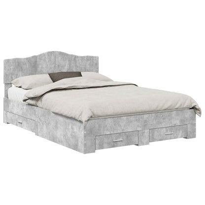 Bed Frame Concrete Grey 150 x 200 cm Engineered Wood