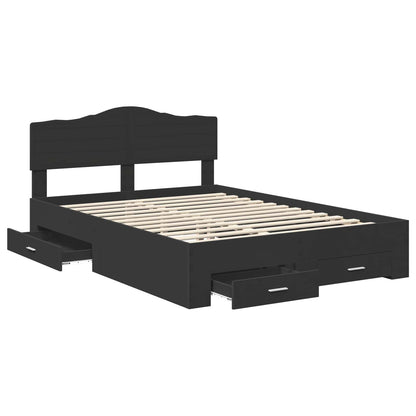 Bed Frame with Headboard Black 140 x 200 cm Engineered Wood