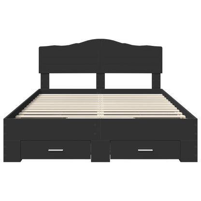 Bed Frame with Headboard Black 140 x 200 cm Engineered Wood