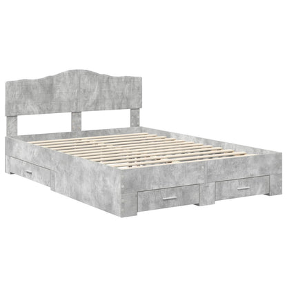 Bed Frame Concrete Grey 140 x 200 cm Engineered Wood