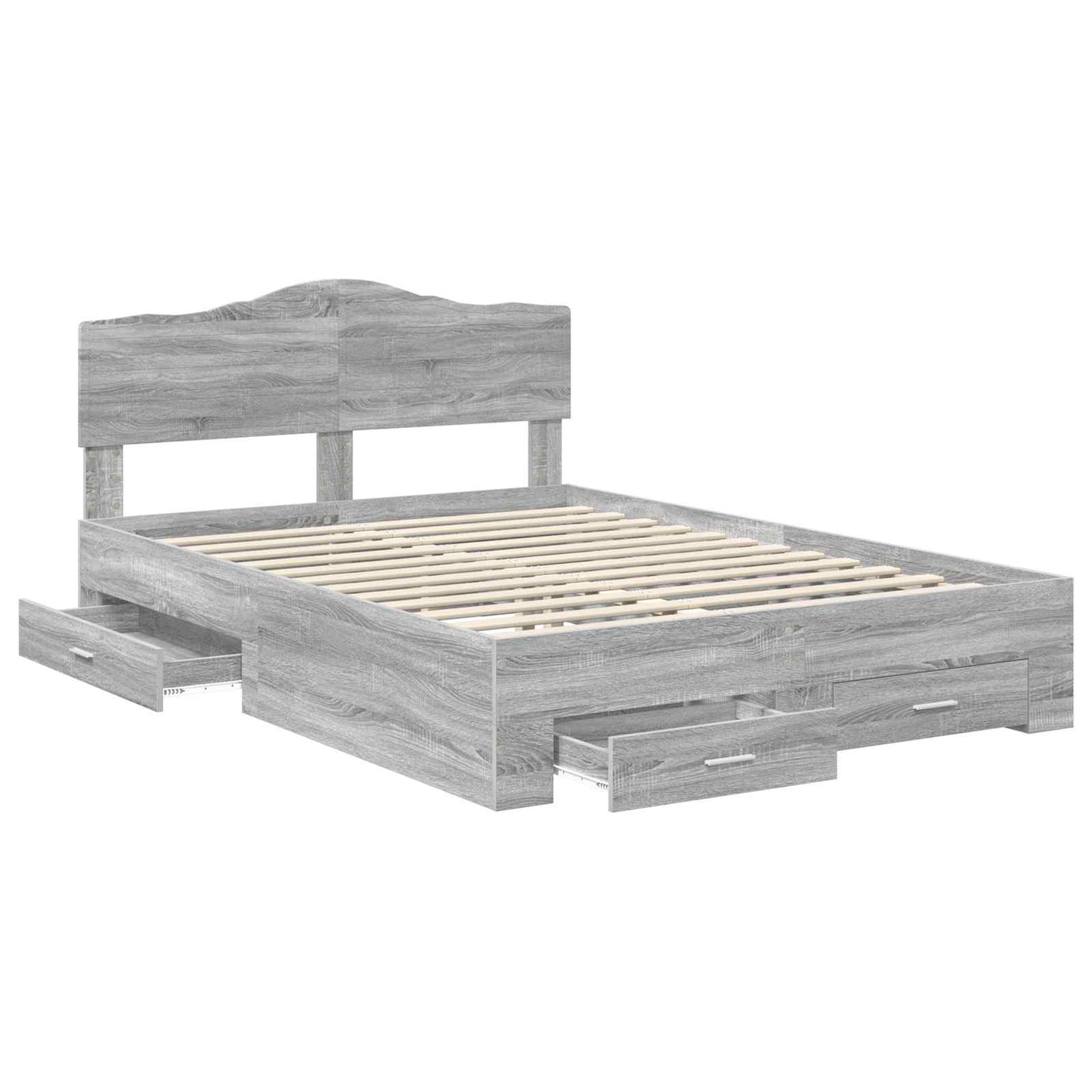 Bed Frame with Drawer Grey Sonoma 140 x 200 cm Engineered Wood