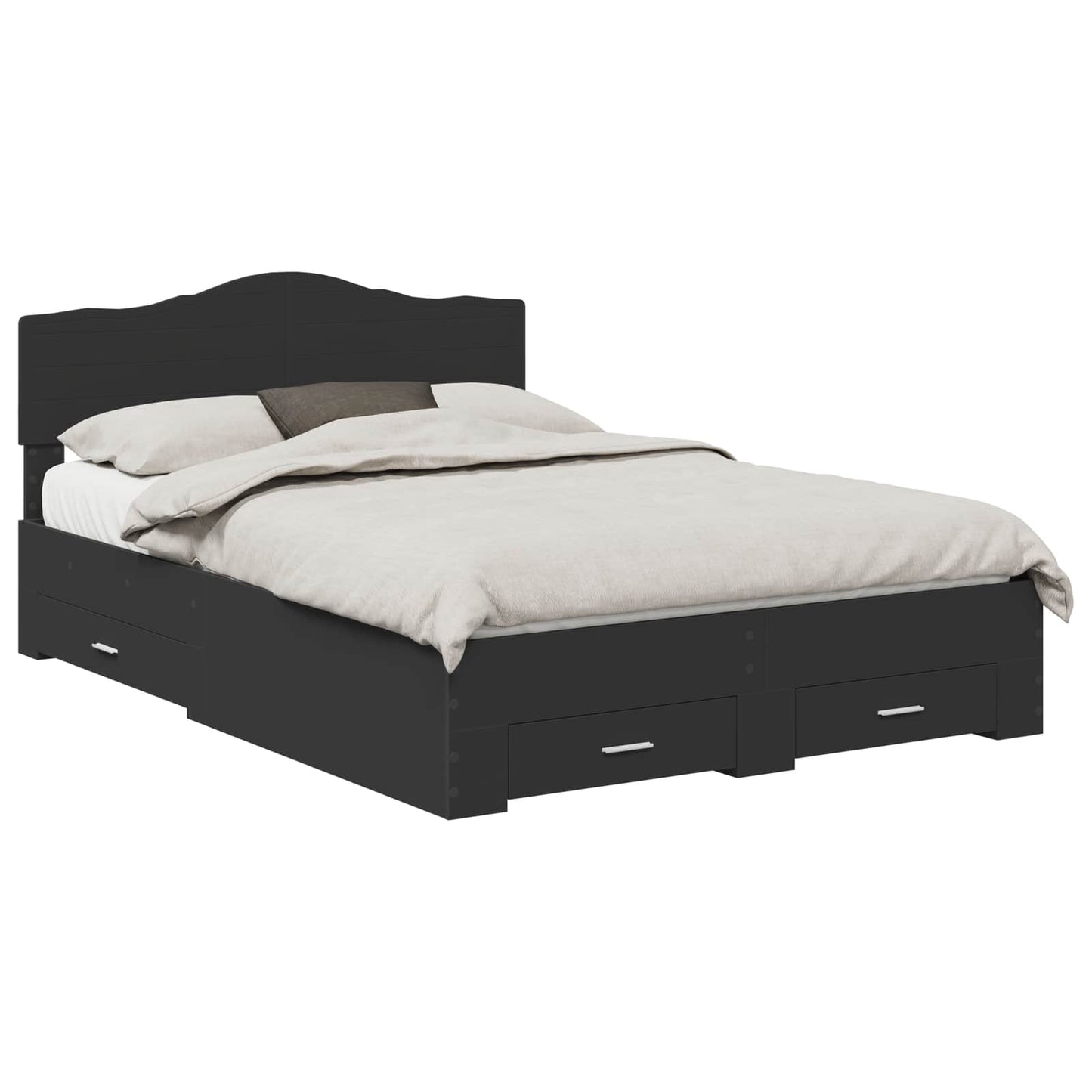 Bed Frame with Headboard Black 140 x 190 cm Engineered Wood