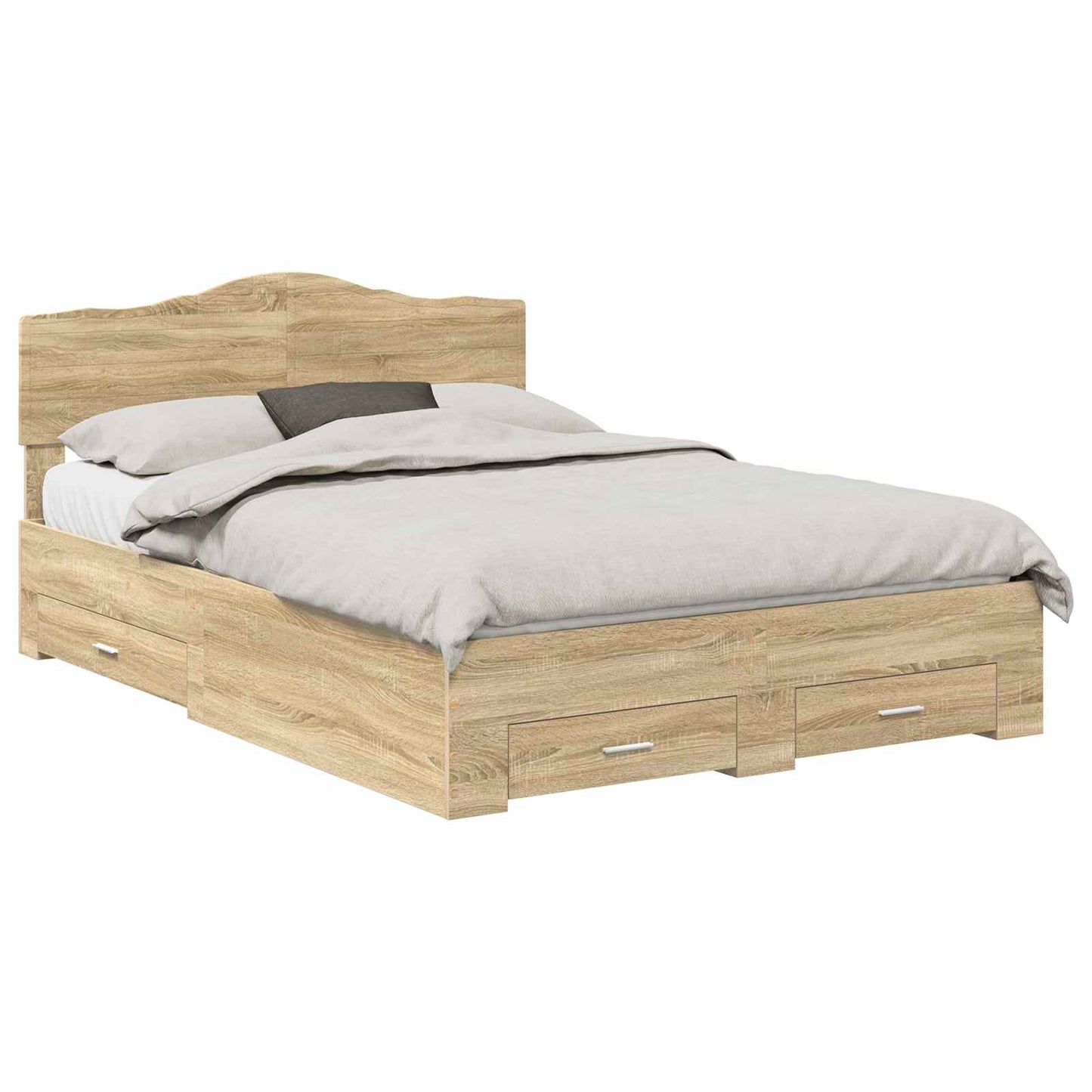 Bed Frame with Drawer Sonoma Oak 140 x 190 cm Engineered Wood