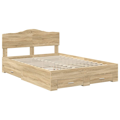 Bed Frame with Drawer Sonoma Oak 140 x 190 cm Engineered Wood