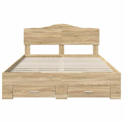 Bed Frame with Drawer Sonoma Oak 140 x 190 cm Engineered Wood