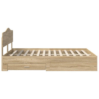 Bed Frame with Drawer Sonoma Oak 140 x 190 cm Engineered Wood