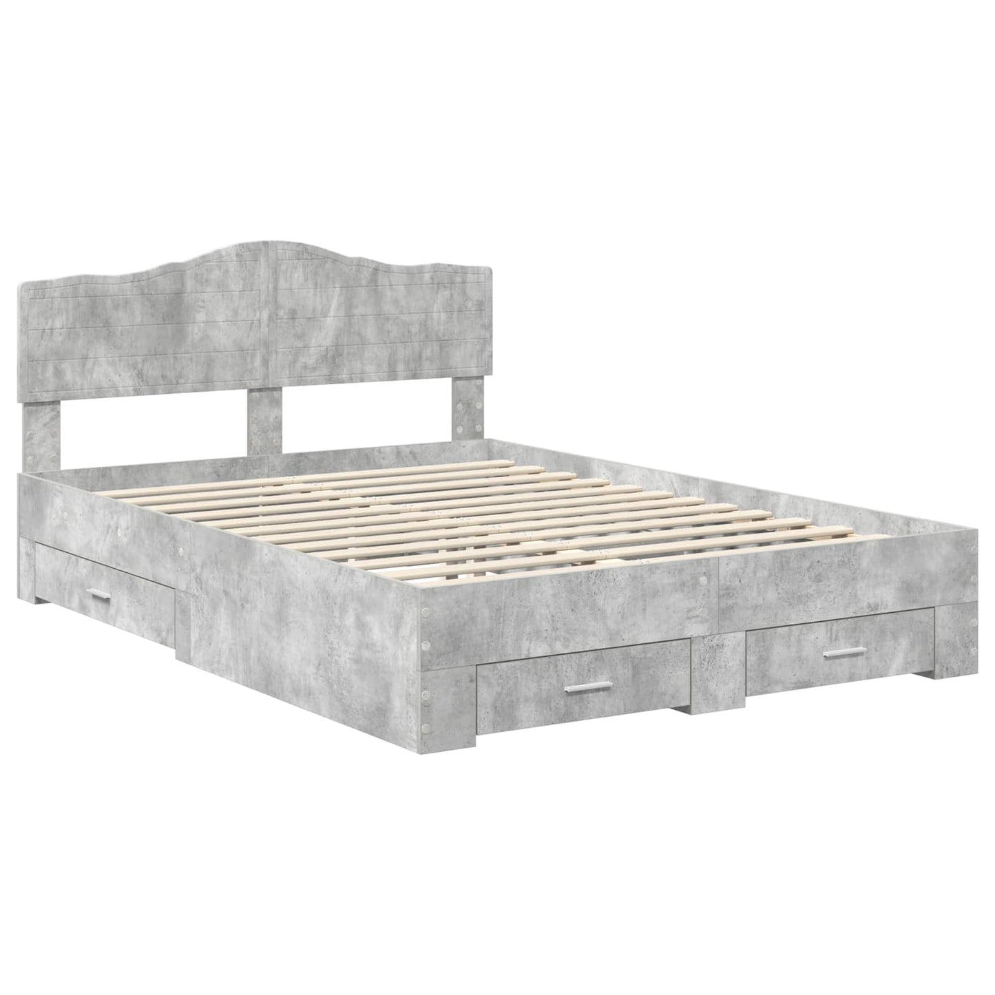 Bed Frame Concrete Grey 140 x 190 cm Engineered Wood