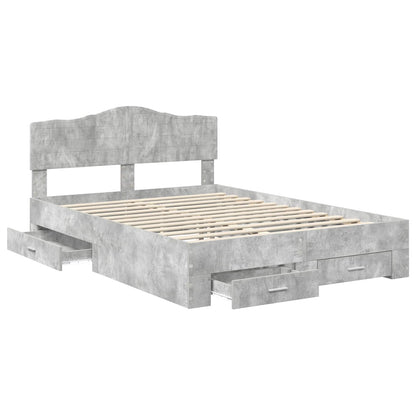 Bed Frame Concrete Grey 140 x 190 cm Engineered Wood