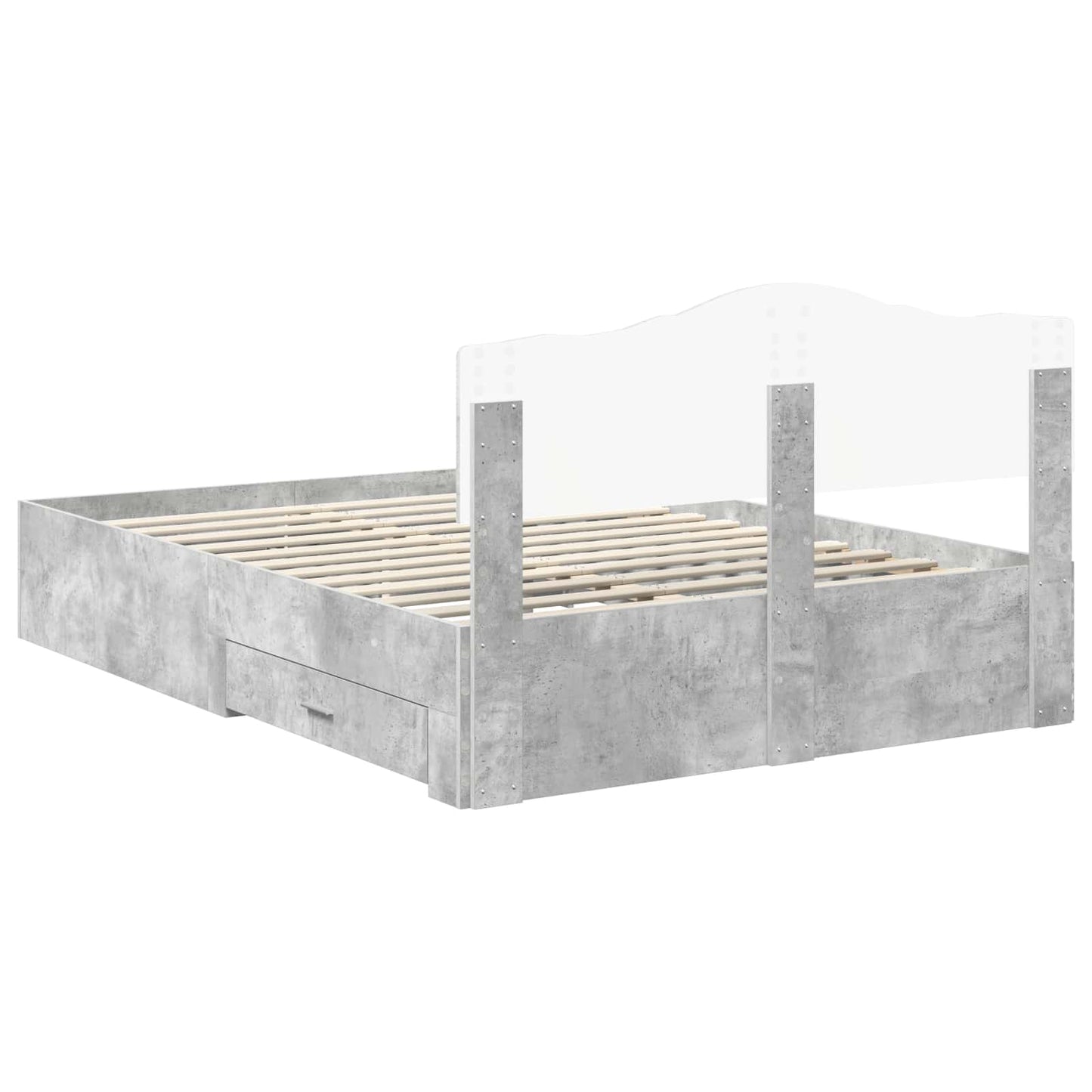 Bed Frame Concrete Grey 140 x 190 cm Engineered Wood