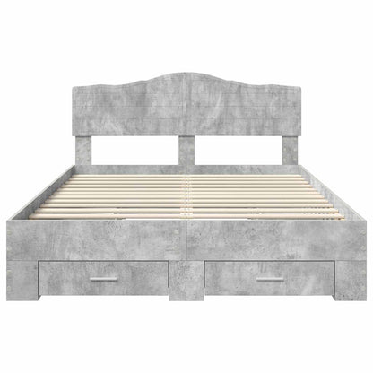 Bed Frame Concrete Grey 140 x 190 cm Engineered Wood