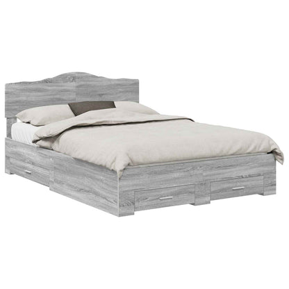 Bed Frame with Drawer Grey Sonoma 140 x 190 cm Engineered Wood