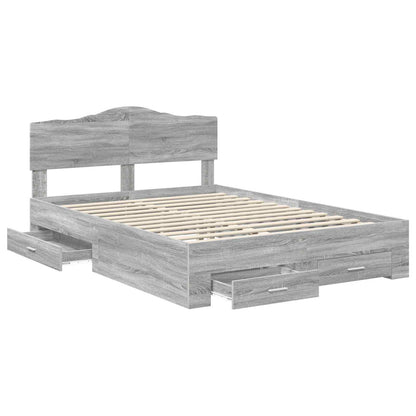Bed Frame with Drawer Grey Sonoma 140 x 190 cm Engineered Wood