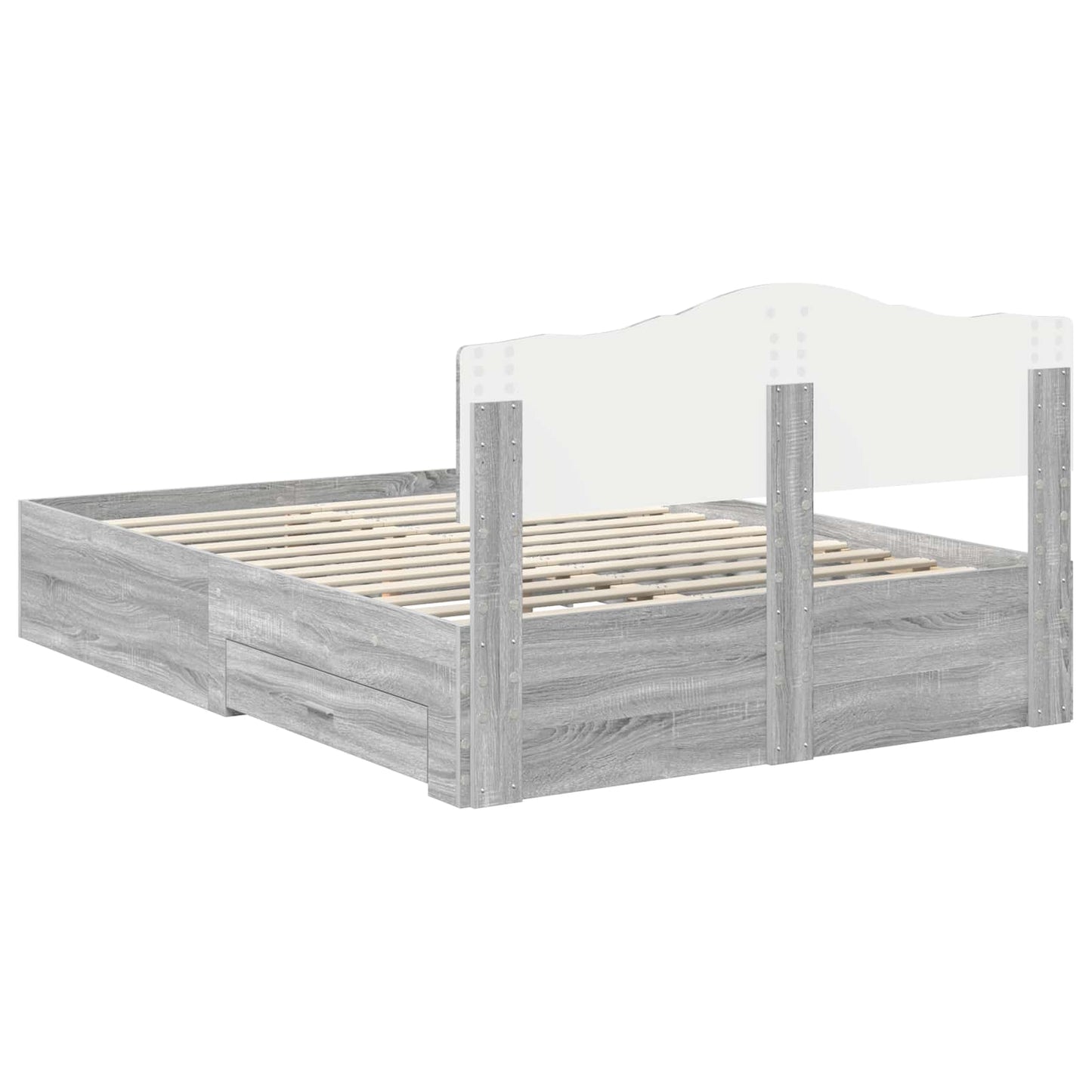 Bed Frame with Drawer Grey Sonoma 140 x 190 cm Engineered Wood