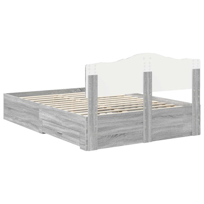 Bed Frame with Drawer Grey Sonoma 140 x 190 cm Engineered Wood