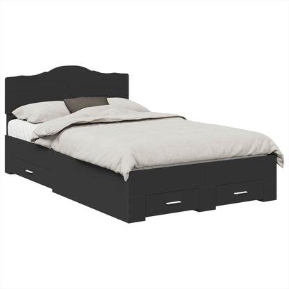 Bed Frame with Headboard Black 135 x 190 cm Engineered Wood