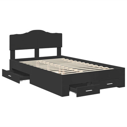 Bed Frame with Headboard Black 135 x 190 cm Engineered Wood
