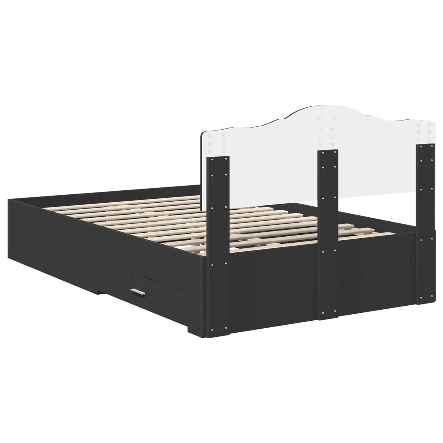 Bed Frame with Headboard Black 135 x 190 cm Engineered Wood