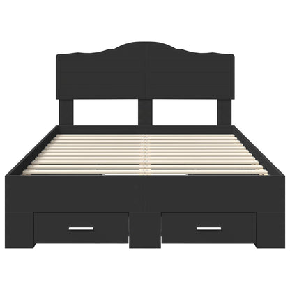 Bed Frame with Headboard Black 135 x 190 cm Engineered Wood