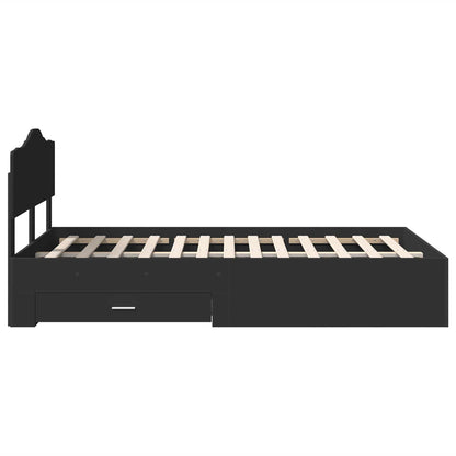 Bed Frame with Headboard Black 135 x 190 cm Engineered Wood