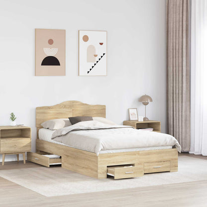 Bed Frame with Drawer Sonoma Oak 135 x 190 cm Engineered Wood